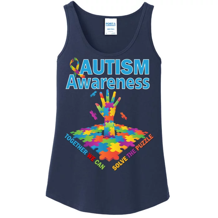 Together We Can Solve The Puzzle Autism Awareness Ladies Essential Tank