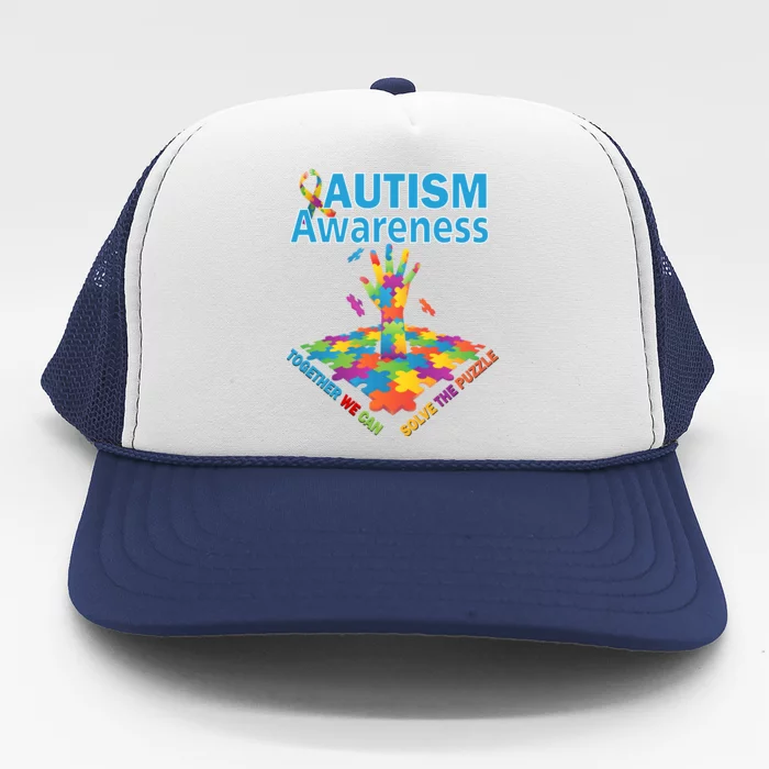 Together We Can Solve The Puzzle Autism Awareness Trucker Hat