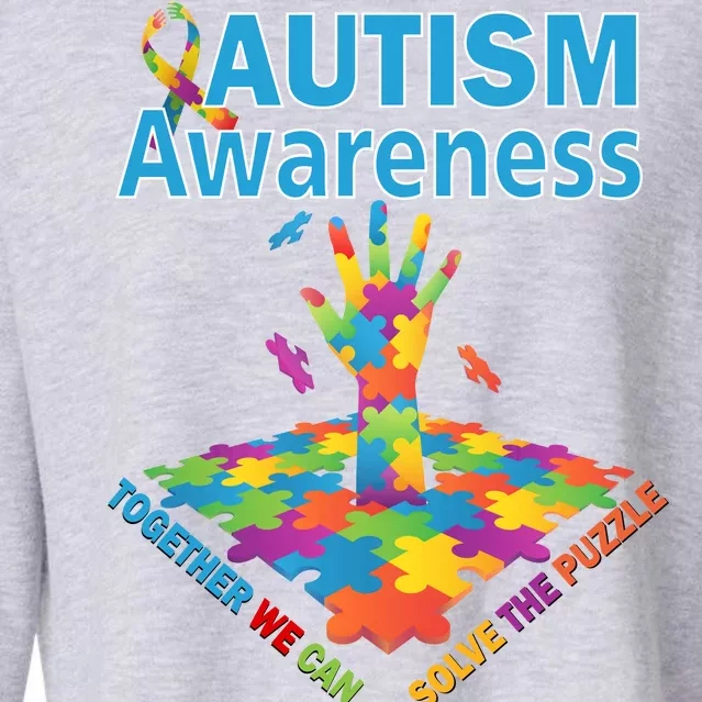 Together We Can Solve The Puzzle Autism Awareness Cropped Pullover Crew