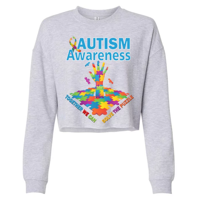 Together We Can Solve The Puzzle Autism Awareness Cropped Pullover Crew