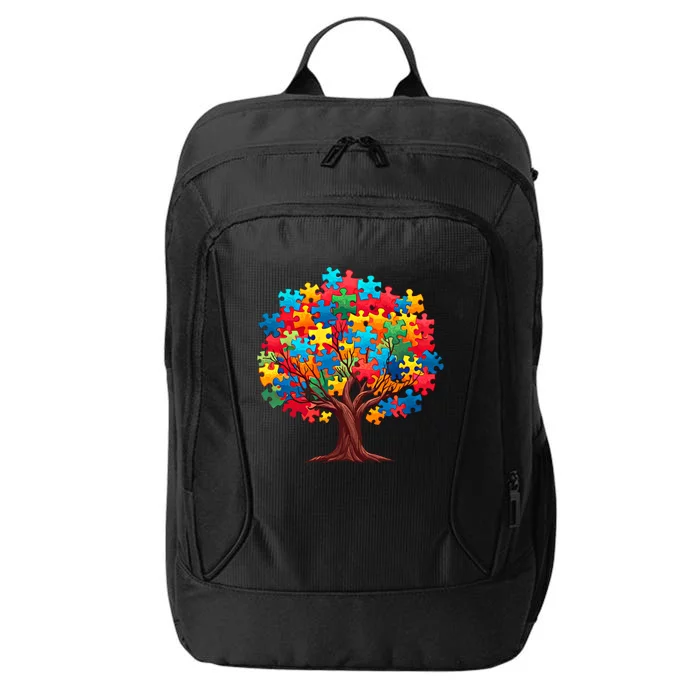 Tree Of Hope Autism Awareness Funny Support Puzzle Great Gift City Backpack