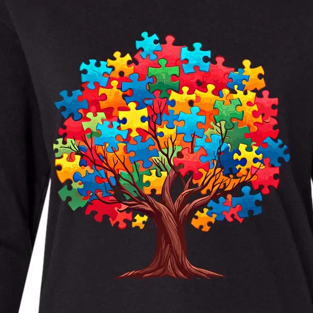 Tree Of Hope Autism Awareness Funny Support Puzzle Great Gift Womens Cotton Relaxed Long Sleeve T-Shirt