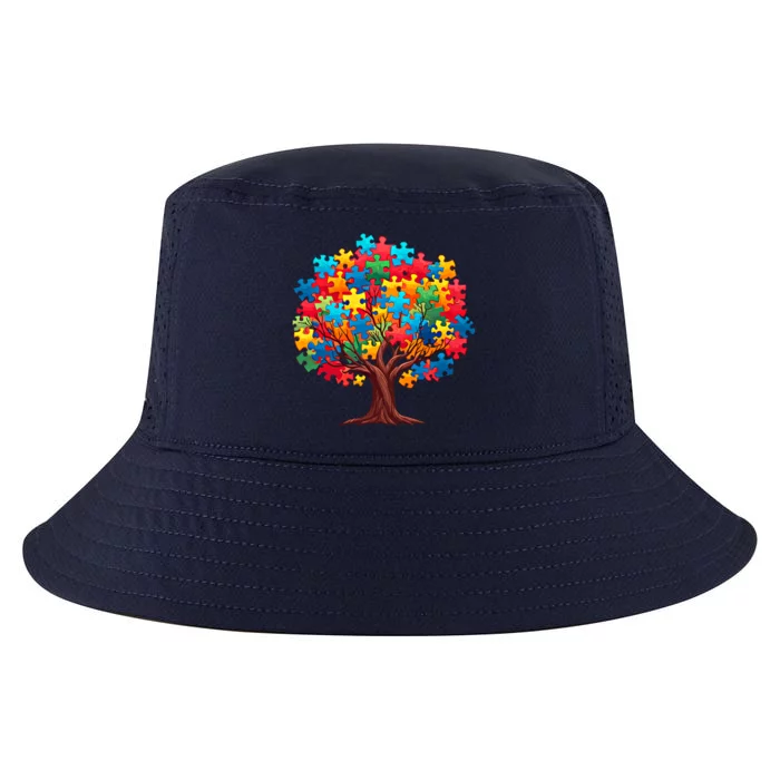 Tree Of Hope Autism Awareness Funny Support Puzzle Great Gift Cool Comfort Performance Bucket Hat