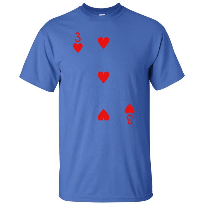 Three Of Hearts Deck Of Cards Playing Cards Halloween Poker Tall T-Shirt