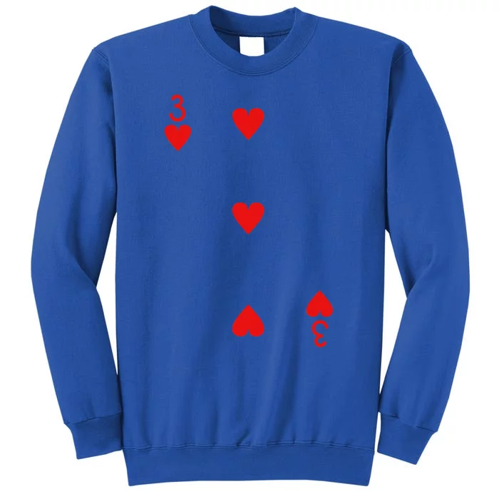 Three Of Hearts Deck Of Cards Playing Cards Halloween Poker Tall Sweatshirt