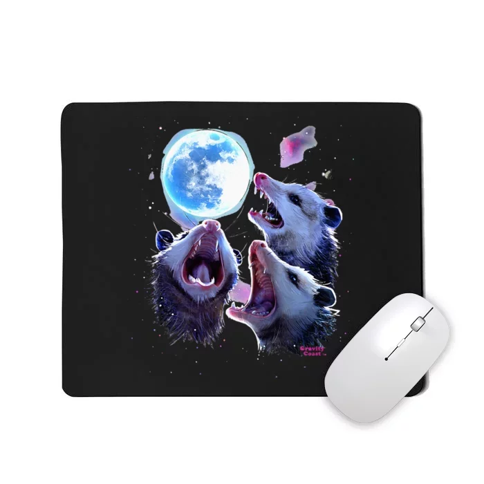 Three Opossums Howling At The Moon Mousepad