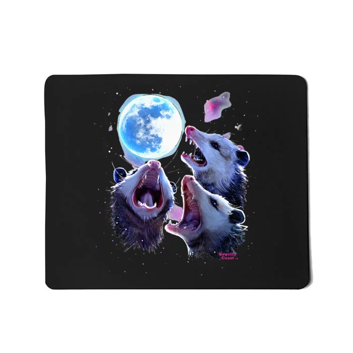 Three Opossums Howling At The Moon Mousepad