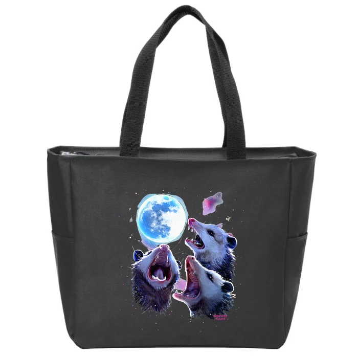 Three Opossums Howling At The Moon Zip Tote Bag