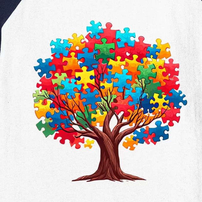 Tree Of Hope Autism Awareness Funny Support Puzzle Great Gift Baseball Sleeve Shirt