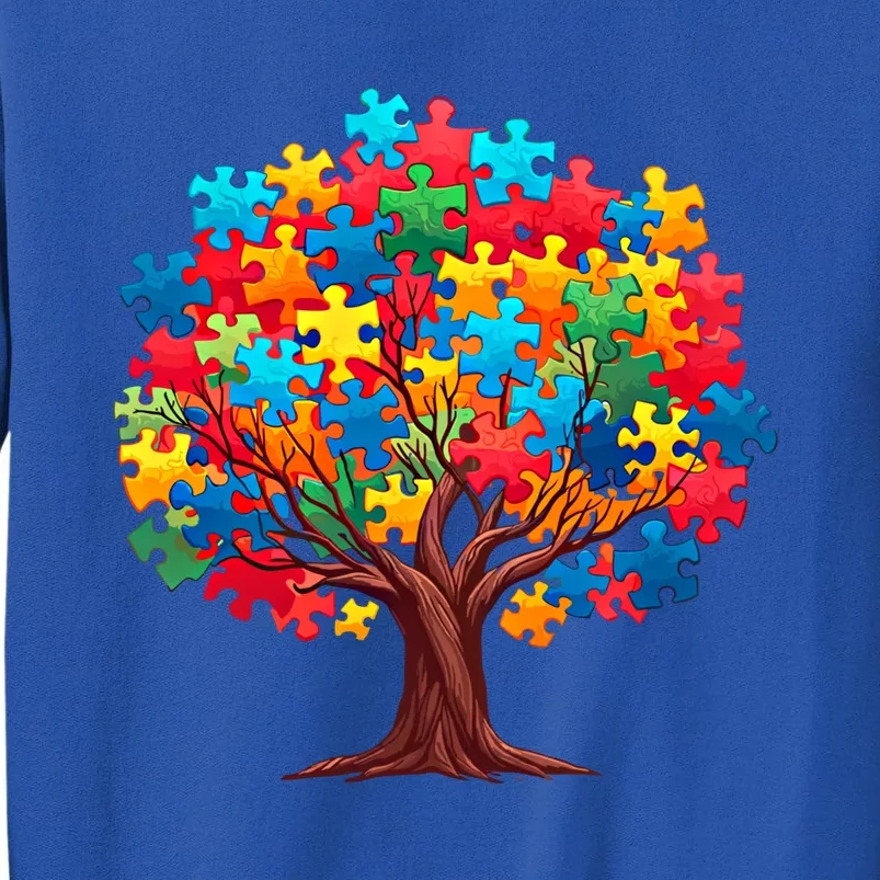 Tree Of Hope Autism Awareness Funny Support Puzzle Great Gift Tall Sweatshirt