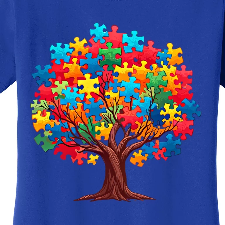 Tree Of Hope Autism Awareness Funny Support Puzzle Great Gift Women's T-Shirt