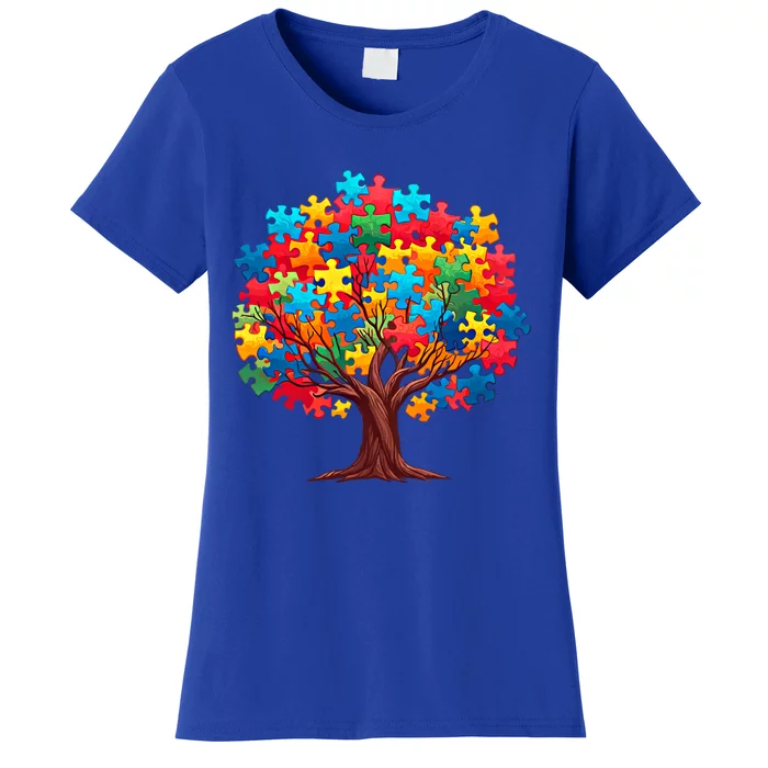 Tree Of Hope Autism Awareness Funny Support Puzzle Great Gift Women's T-Shirt