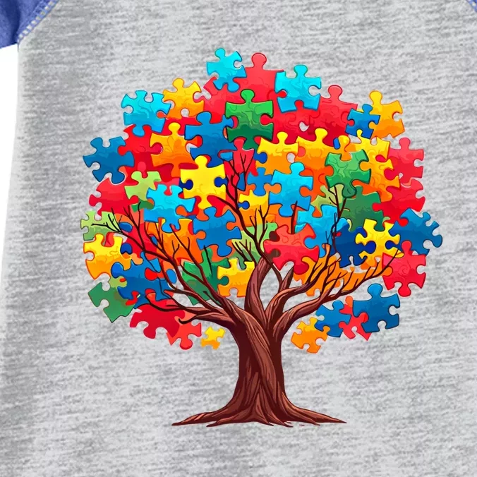 Tree Of Hope Autism Awareness Funny Support Puzzle Great Gift Infant Baby Jersey Bodysuit