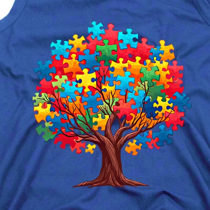 Tree Of Hope Autism Awareness Funny Support Puzzle Great Gift Tank Top