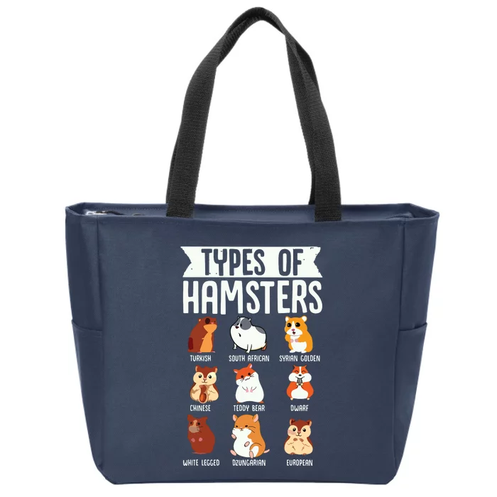 Types Of Hamsters Cute Syrian Breed Funny Rodents Zip Tote Bag