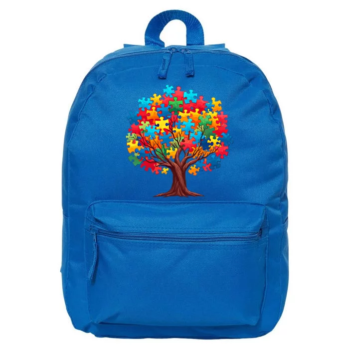 Tree Of Hope Autism Awareness Funny Support Puzzle Great Gift 16 in Basic Backpack