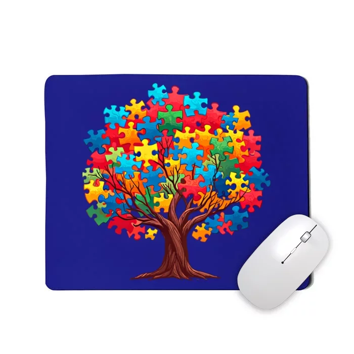 Tree Of Hope Autism Awareness Funny Support Puzzle Great Gift Mousepad