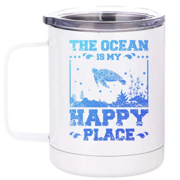 The Ocean Is My Happy Place Gift Front & Back 12oz Stainless Steel Tumbler Cup