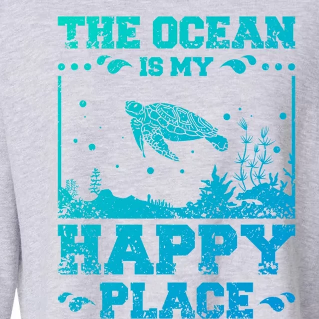 The Ocean Is My Happy Place Gift Cropped Pullover Crew