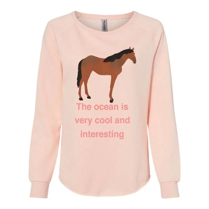 The Ocean Is Very Cool And Interesting Horse Womens California Wash Sweatshirt