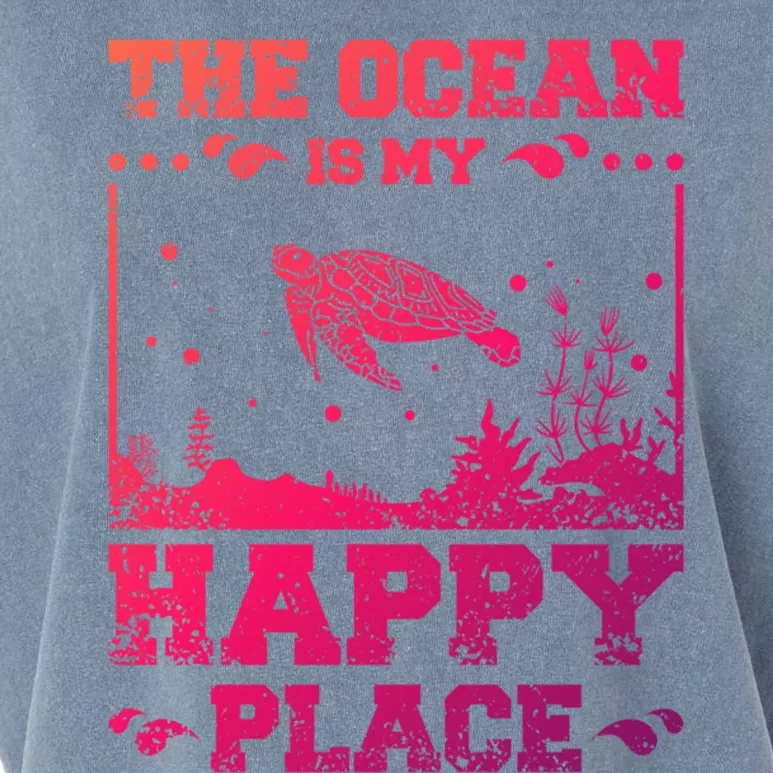 The Ocean Is My Happy Place Gift Garment-Dyed Women's Muscle Tee