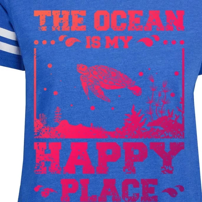 The Ocean Is My Happy Place Gift Enza Ladies Jersey Football T-Shirt