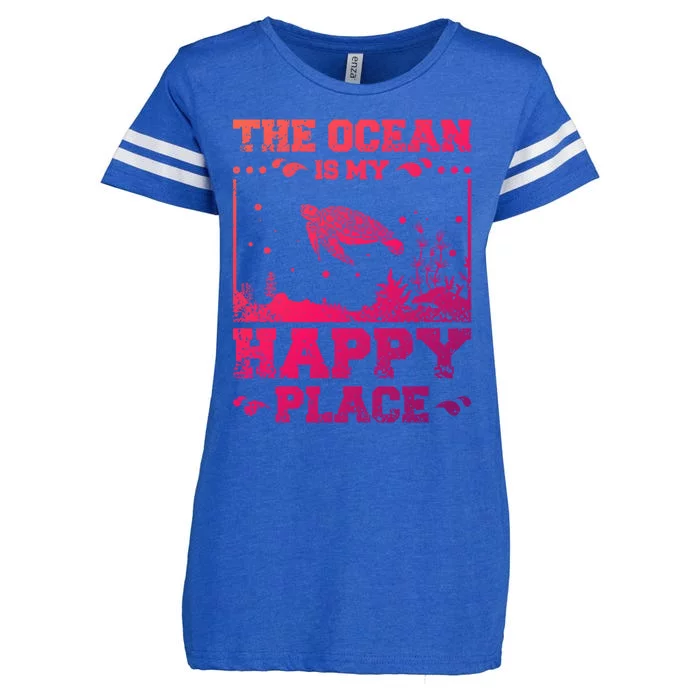 The Ocean Is My Happy Place Gift Enza Ladies Jersey Football T-Shirt