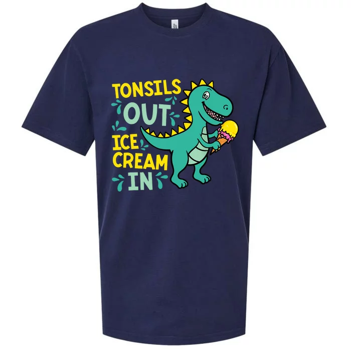 Tonsils Out Ice Cream In Dino Tonsillectomy Tonsil Removal Sueded Cloud Jersey T-Shirt