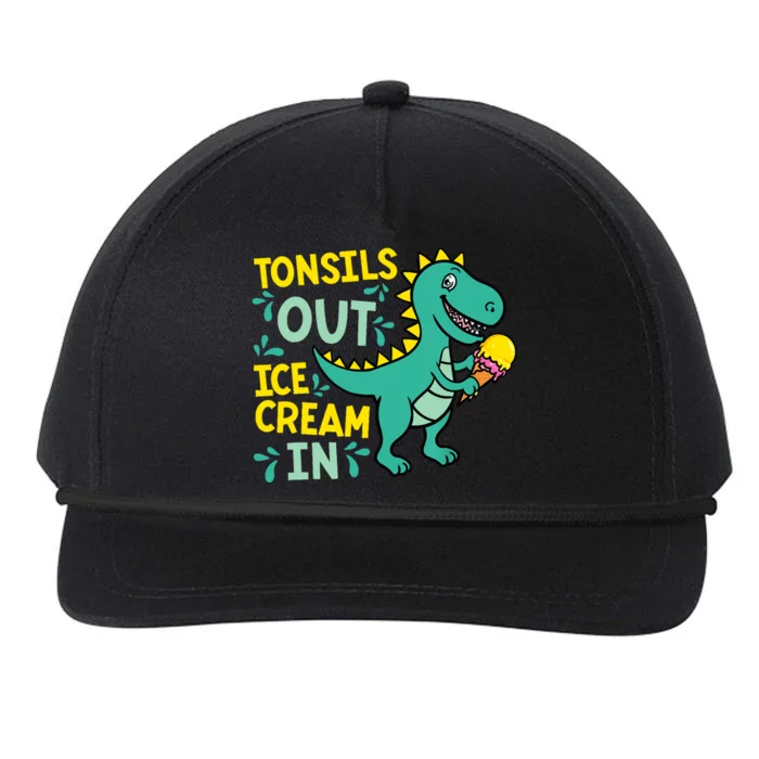 Tonsils Out Ice Cream In Dino Tonsillectomy Tonsil Removal Snapback Five-Panel Rope Hat