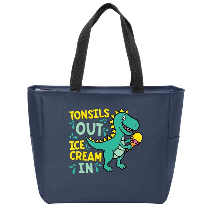 Tonsils Out Ice Cream In Dino Tonsillectomy Tonsil Removal Zip Tote Bag