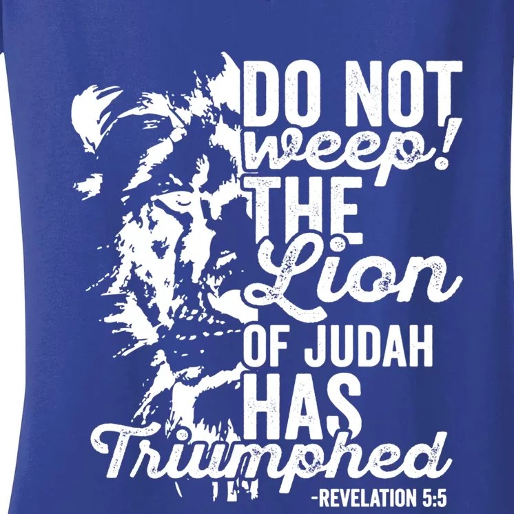 Tribe Of Judah Christian Lion Gift Revelation Bible Verse Women's V-Neck T-Shirt