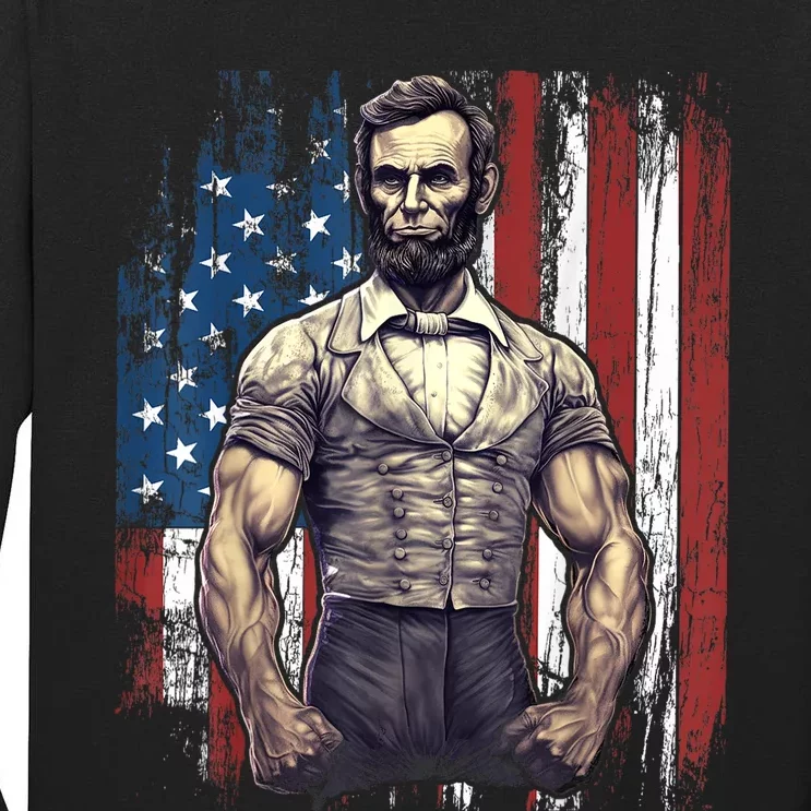 Th Of July Patriotic Funny Abraham Lincoln Graphic July 4th Tall Long Sleeve T-Shirt