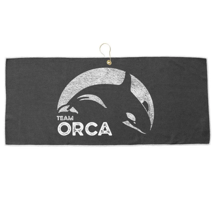 Team Orca Killer Whale Distressed Design Large Microfiber Waffle Golf Towel