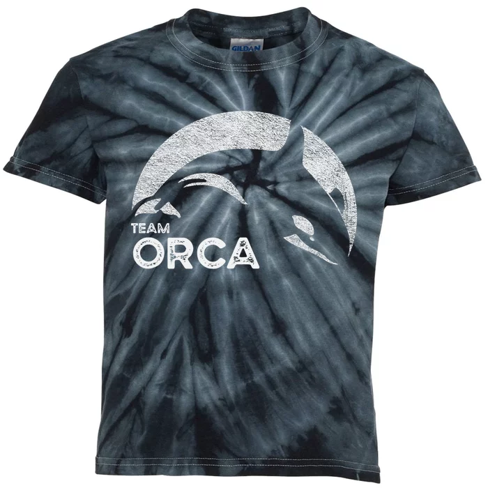 Team Orca Killer Whale Distressed Design Kids Tie-Dye T-Shirt