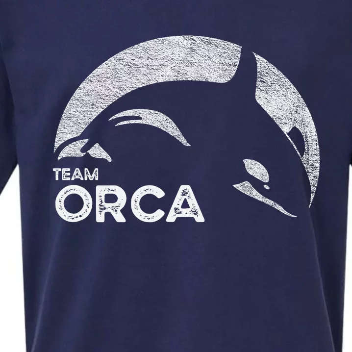 Team Orca Killer Whale Distressed Design Sueded Cloud Jersey T-Shirt