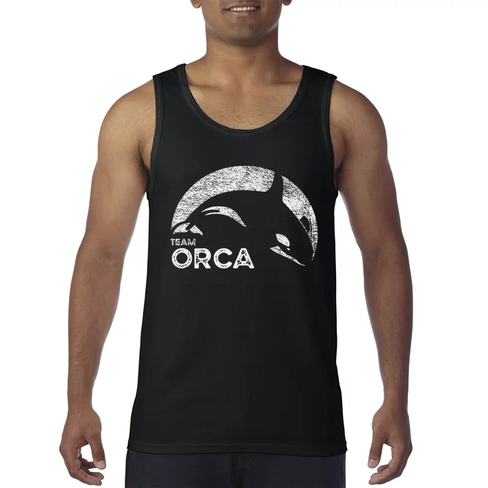 Team Orca Killer Whale Distressed Design Tank Top