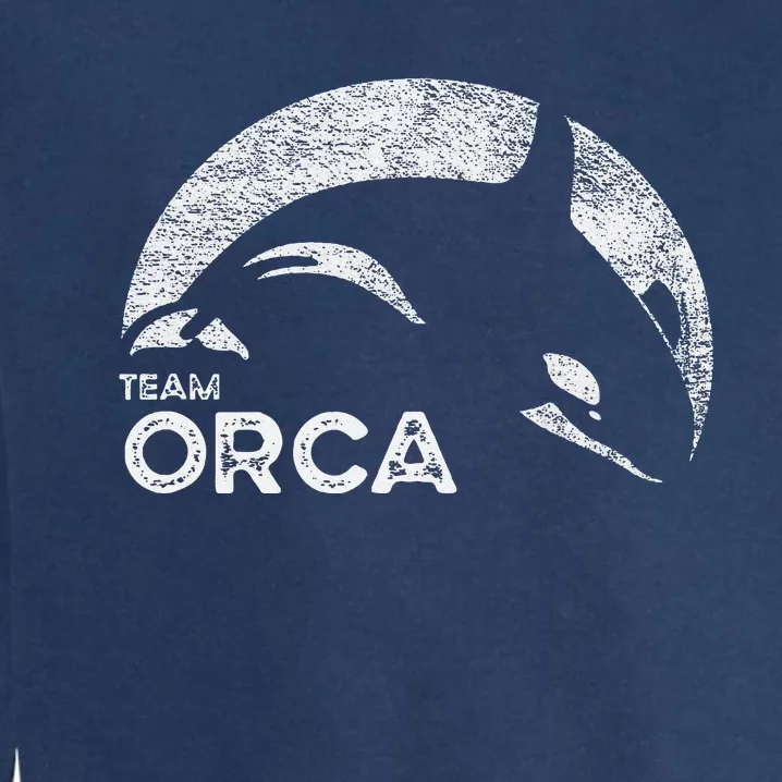 Team Orca Killer Whale Distressed Design Garment-Dyed Sweatshirt