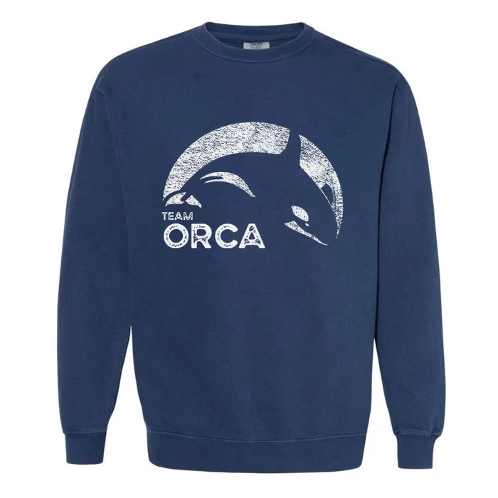 Team Orca Killer Whale Distressed Design Garment-Dyed Sweatshirt