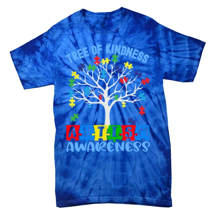 Tree Of Kindness Rainbow Puzzles Cute Autism Awareness Gift Tie-Dye T-Shirt