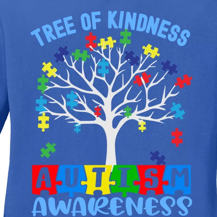 Tree Of Kindness Rainbow Puzzles Cute Autism Awareness Gift Ladies Long Sleeve Shirt