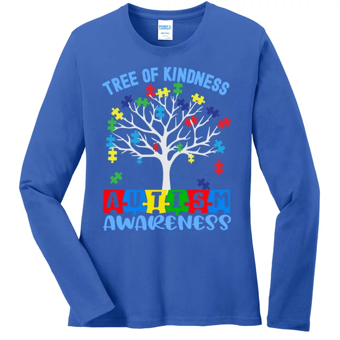 Tree Of Kindness Rainbow Puzzles Cute Autism Awareness Gift Ladies Long Sleeve Shirt