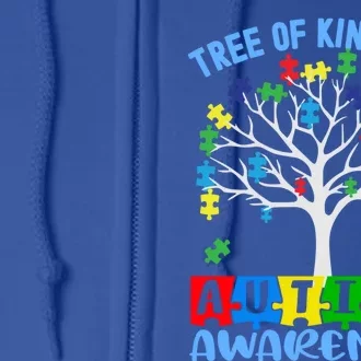 Tree Of Kindness Rainbow Puzzles Cute Autism Awareness Gift Full Zip Hoodie