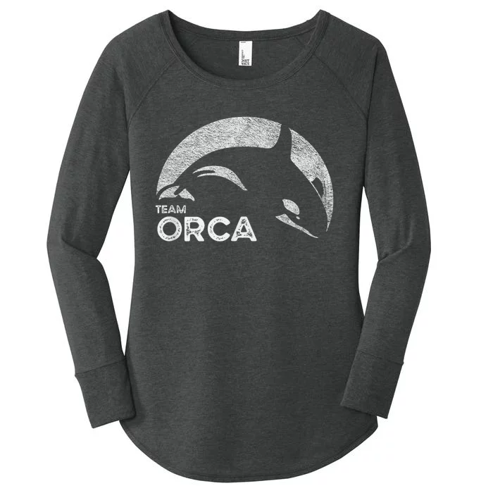 Team Orca Killer Whale Distressed Design Women's Perfect Tri Tunic Long Sleeve Shirt