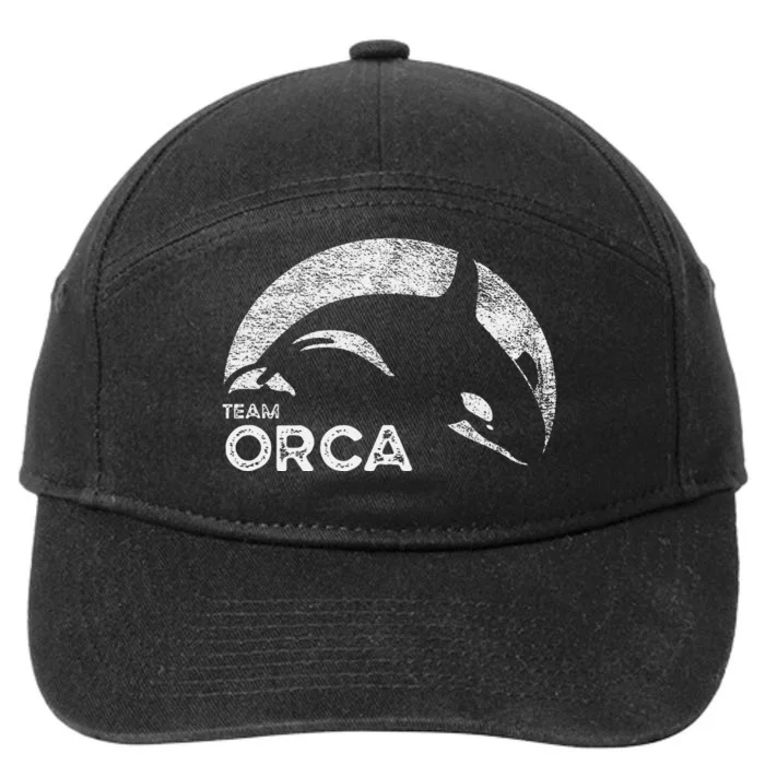 Team Orca Killer Whale Distressed Design 7-Panel Snapback Hat