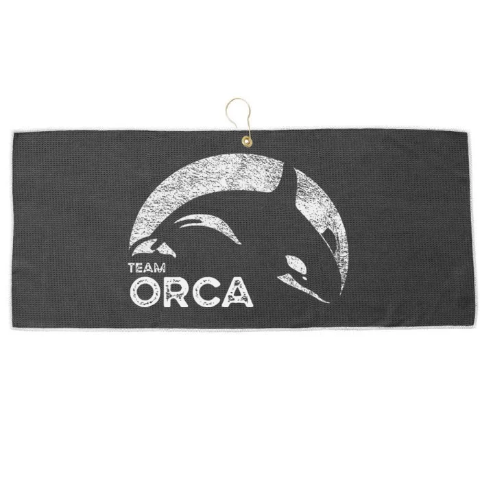 Team Orca Killer Whale Distressed Design Large Microfiber Waffle Golf Towel