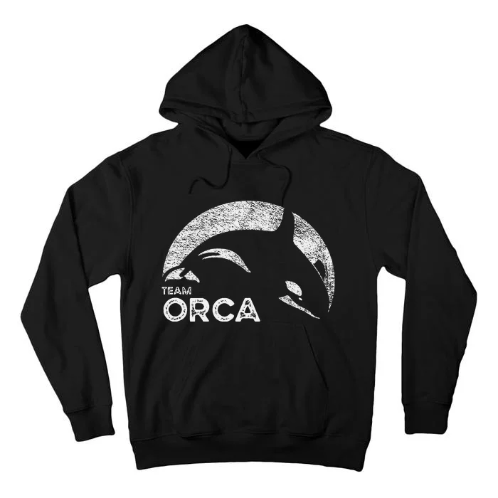 Team Orca Killer Whale Distressed Design Tall Hoodie