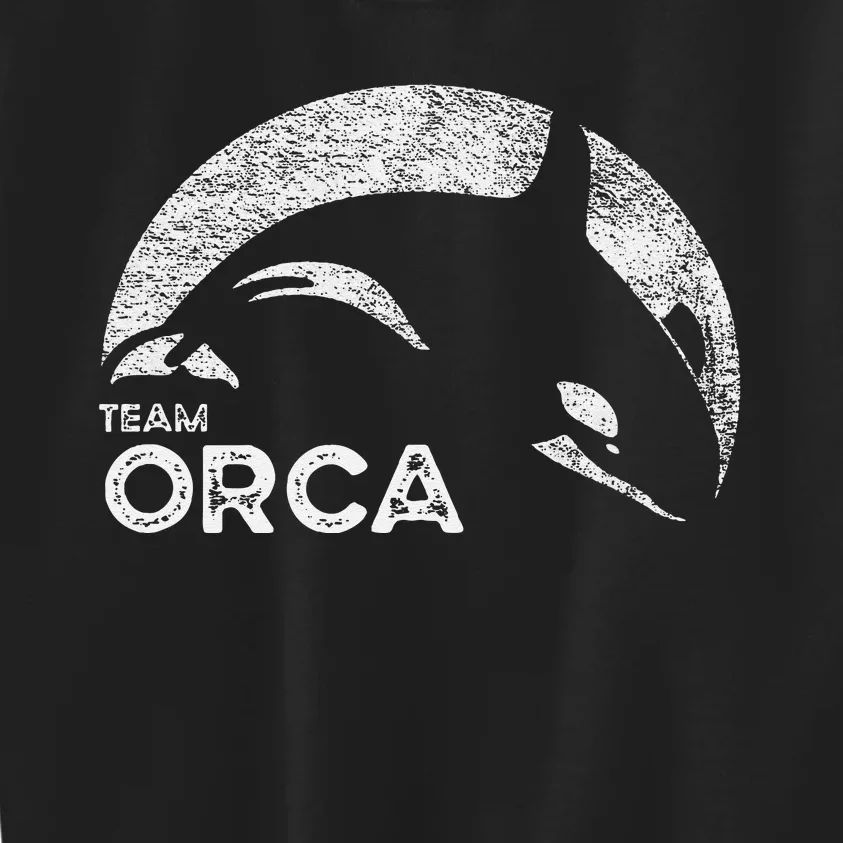 Team Orca Killer Whale Distressed Design Kids Sweatshirt