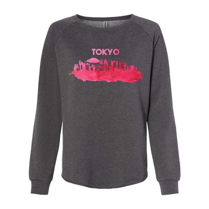 Tokyo City Skyline Womens California Wash Sweatshirt