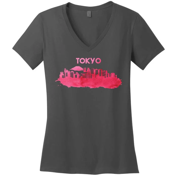 Tokyo City Skyline Women's V-Neck T-Shirt