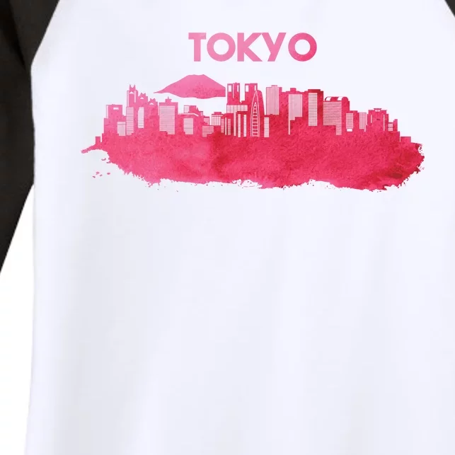 Tokyo City Skyline Women's Tri-Blend 3/4-Sleeve Raglan Shirt